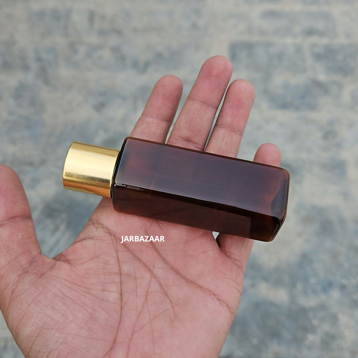 50 ml Square Amber Pet Bottle (Golden Cap)