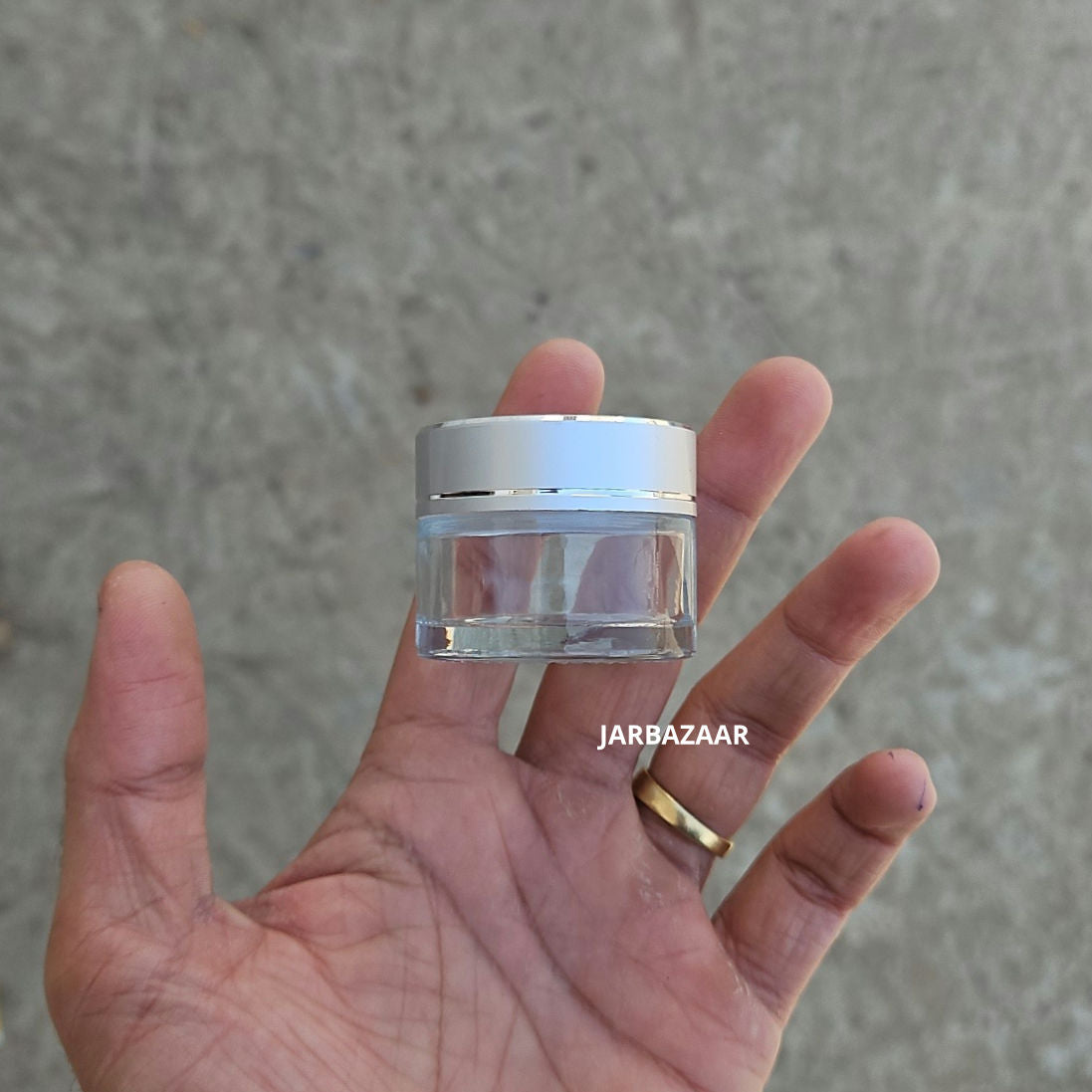 15 Gram Clear Glass Jar (Silver Diamond Cut Cap)