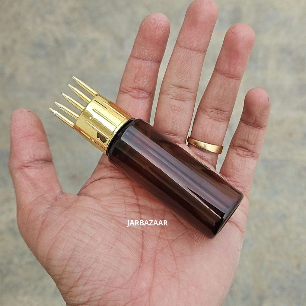 30 ML Amber Pet Bottle (With Golden Comb Cap)