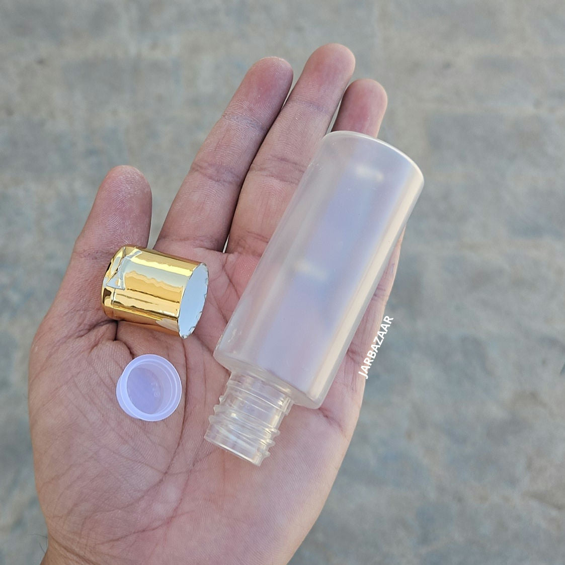 50 ML GLI Frosted Pet Bottle (With Golden Fliptop Caps)