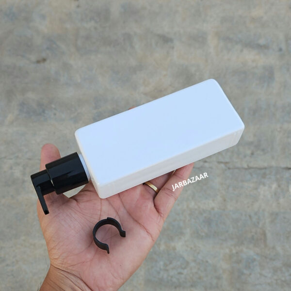 250 ML Rectangle Milky Dispenser Bottle (With Cliplock Pump)