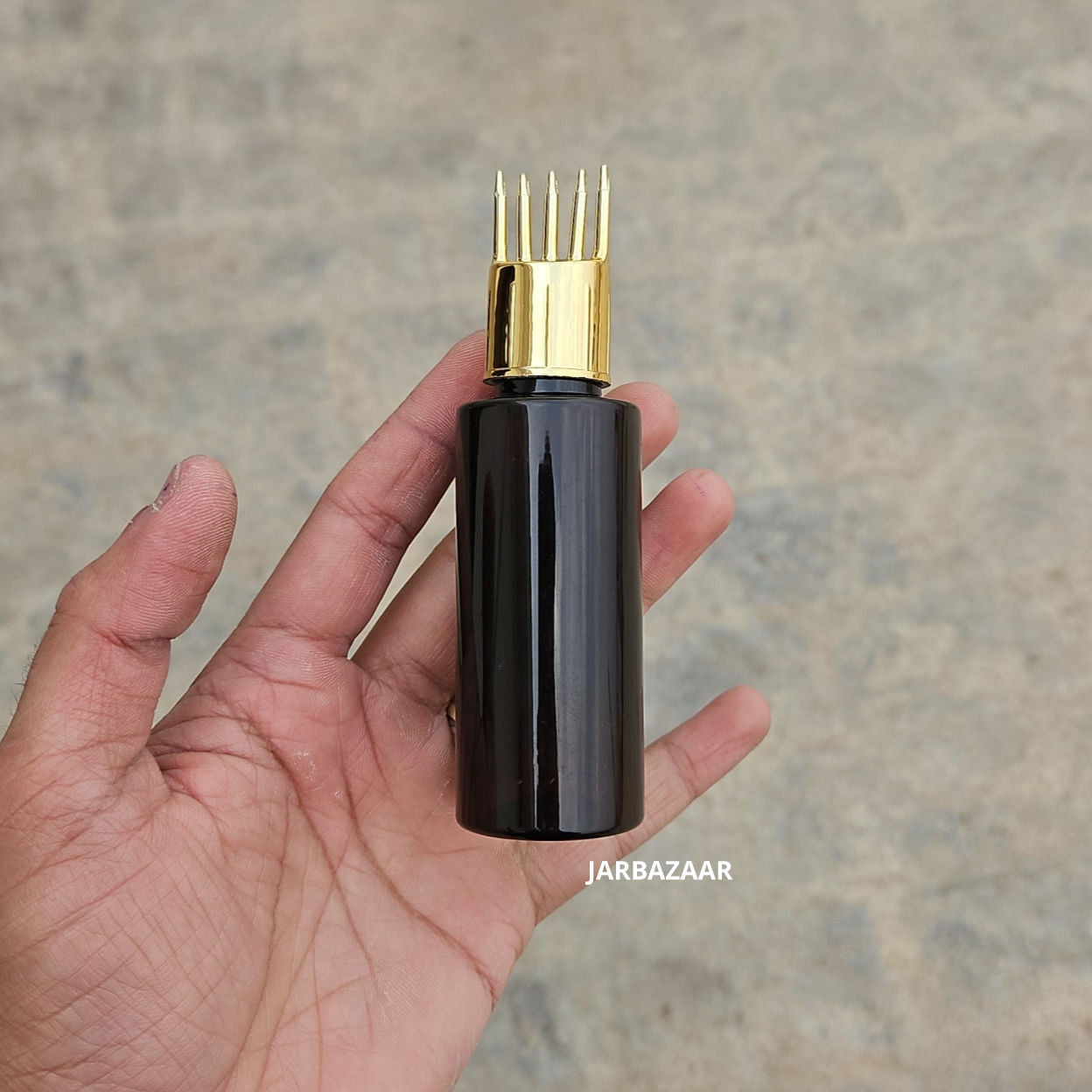 50 ML GLI Dark Amber Pet Bottle (With Golden Comb Cap)