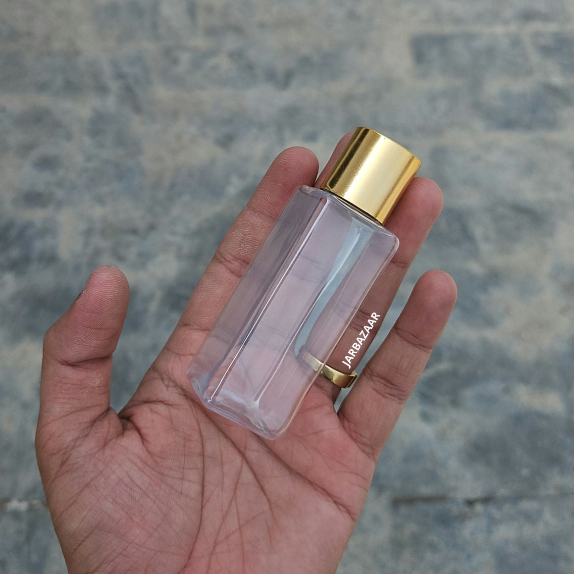 50 ml Square Clear Pet Bottle (Golden Cap)