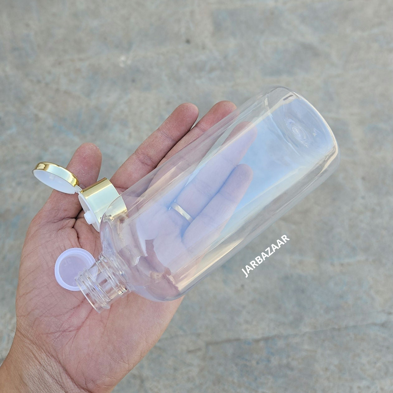 300 ML Boston Transparent Pet Bottle (With Golden Fliptop Caps)