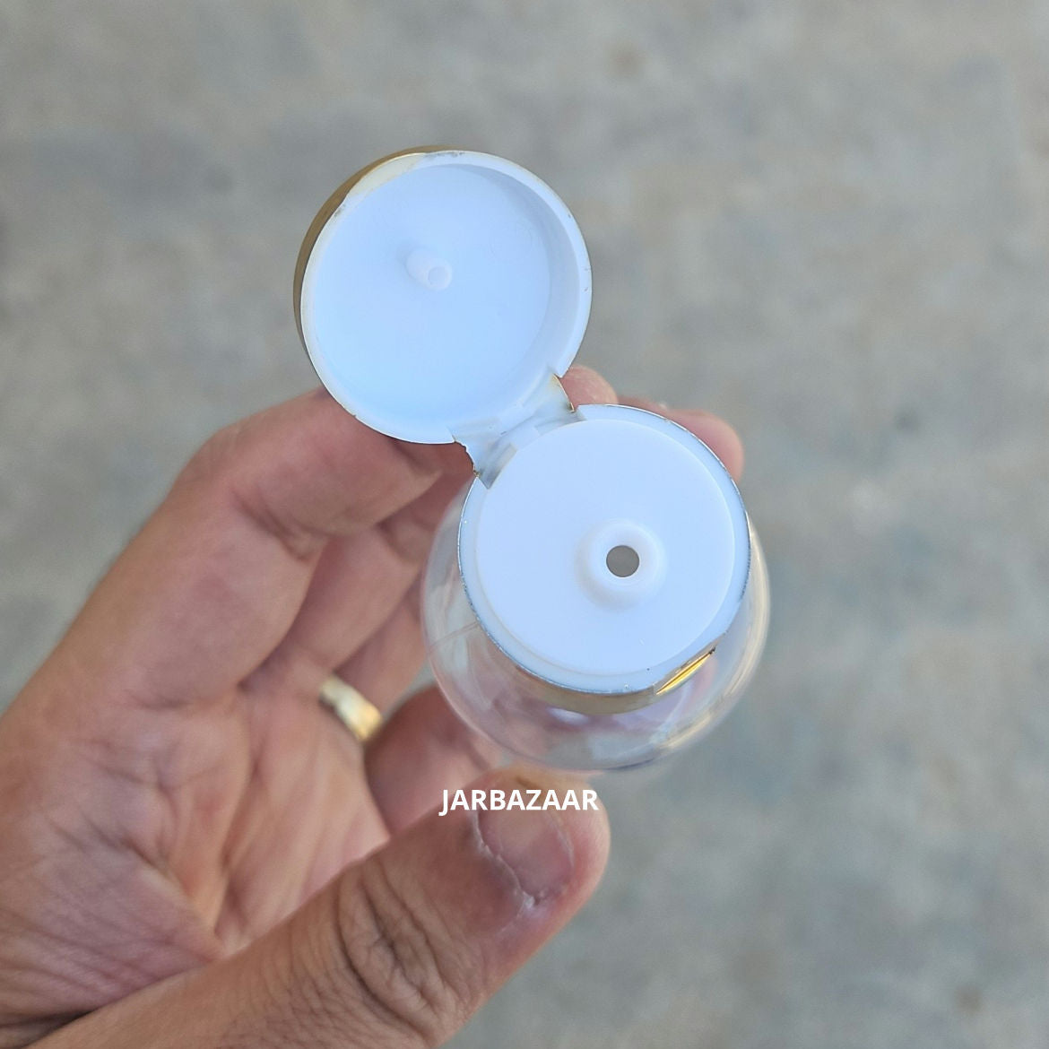 50 ML Boston Transparent Pet Bottle (With Golden Fliptop Caps)