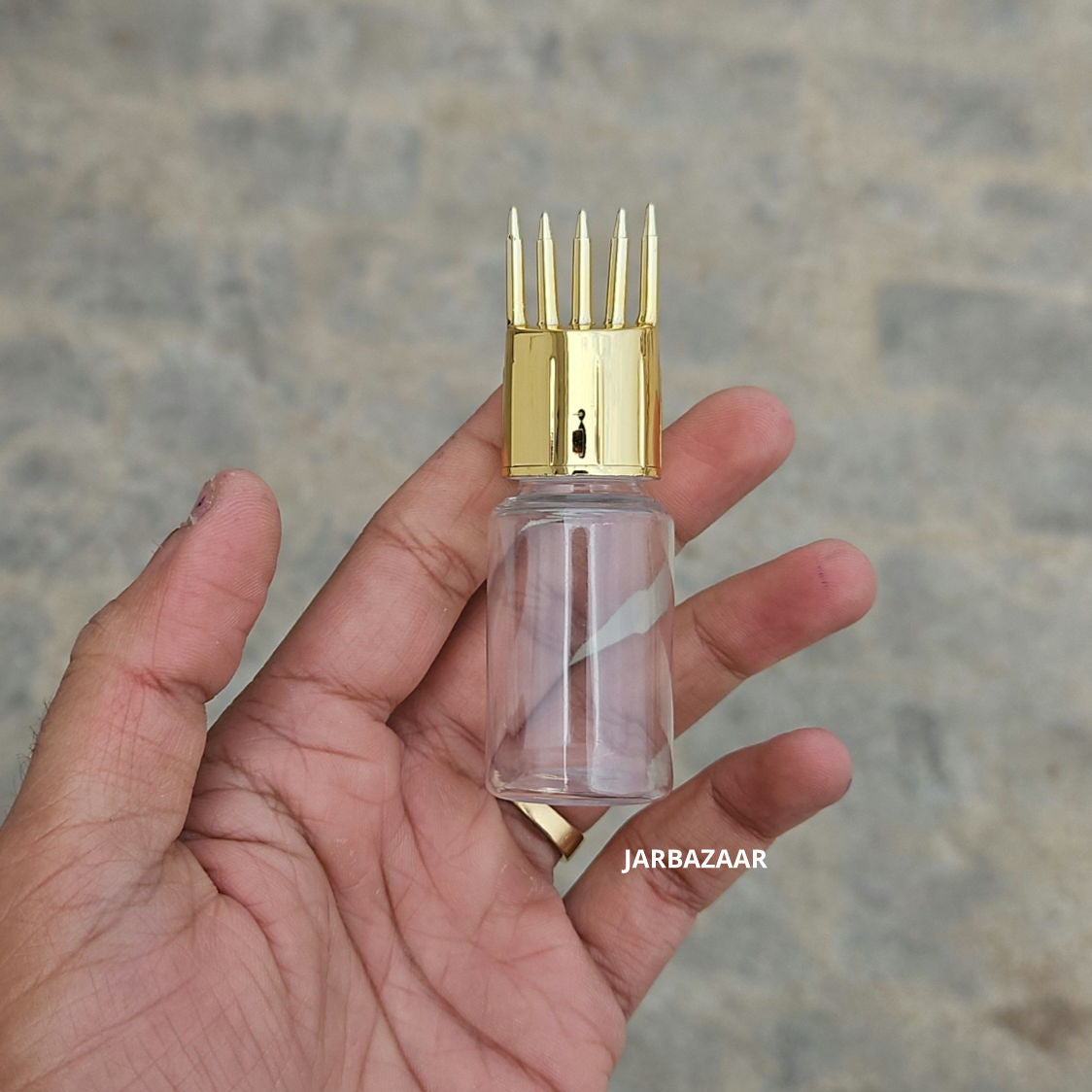 20 ML Transparent Pet Bottle (With Golden Comb Cap)