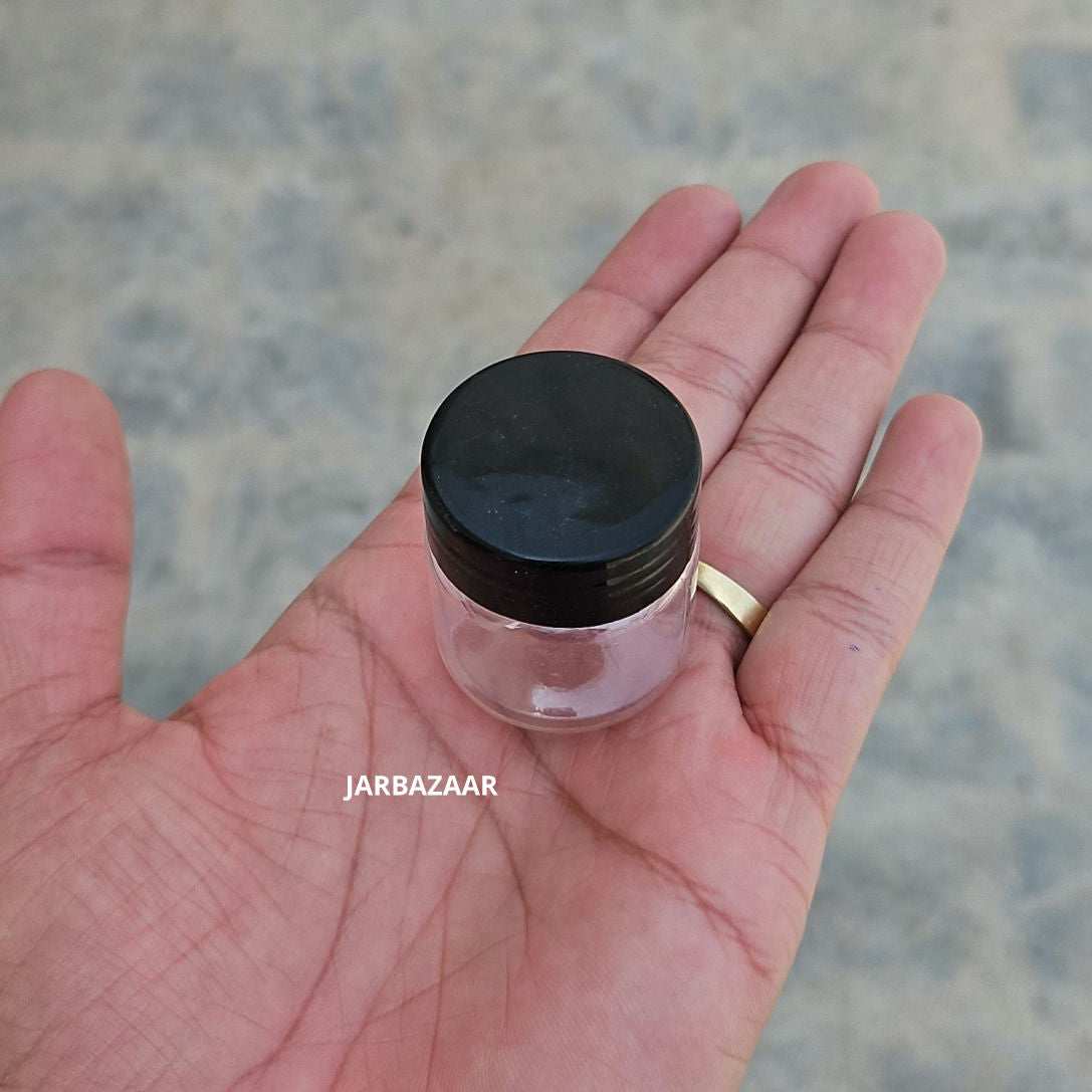 15 ML Round Pet Jar (Black Plastic Cap)