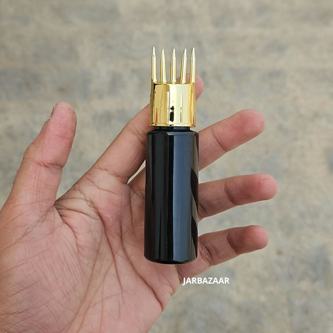 30 ML Black Pet Bottle (With Golden Comb Cap)