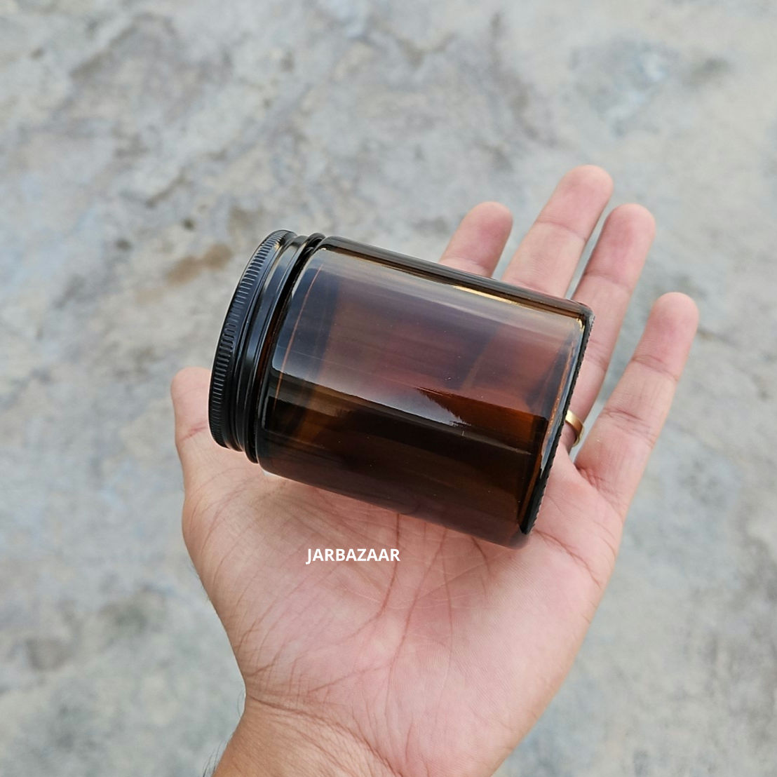 150 ML Amber Glass Jar (With Black Aluminium Screw Cap)