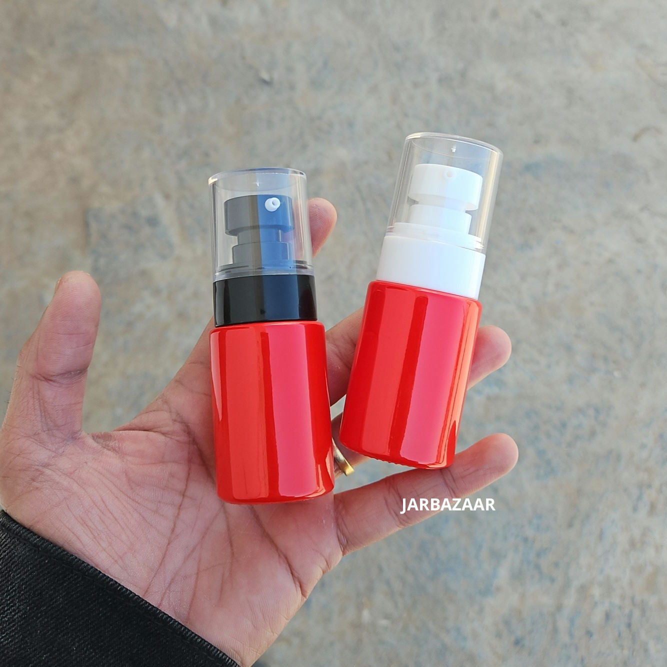 30 ML Red Flat Shoulder Glass Bottle (NHR SERUM PUMP)