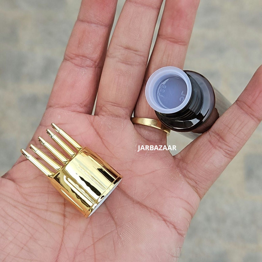 30 ML Amber Pet Bottle (With Golden Comb Cap)