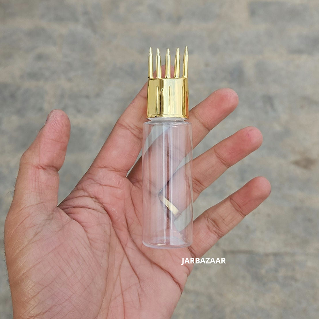 30 ML Transparent Pet Bottle (With Golden Comb Cap)