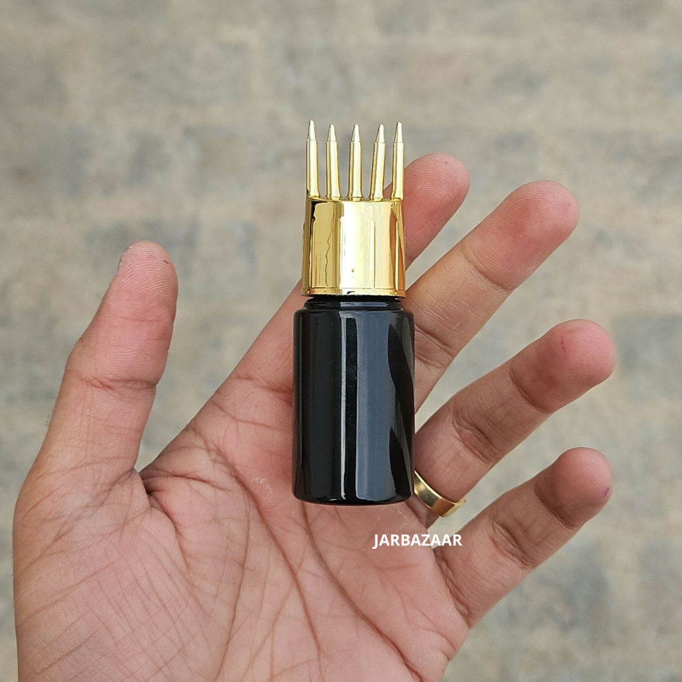 20 ML Black Pet Bottle (With Golden Comb Cap)