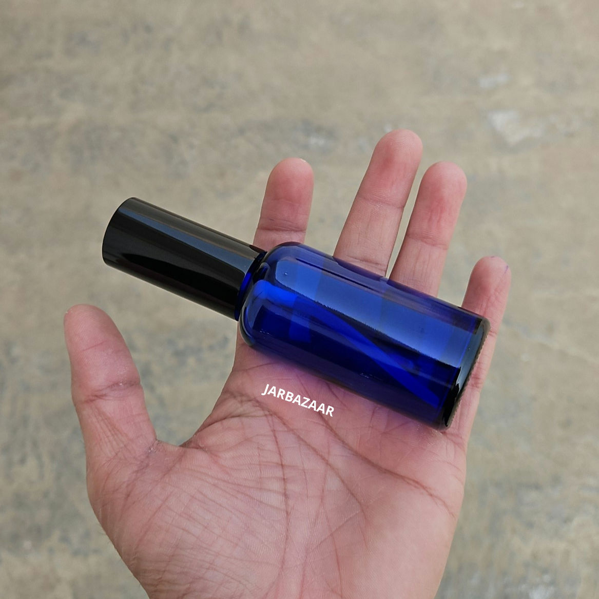 50 ml Blue Glass bottle (With Premium Black Serum Pumps)