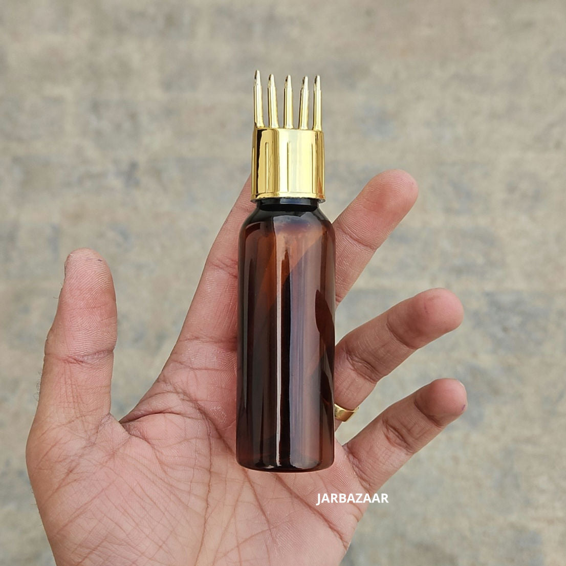 50 ML Avon Amber Pet Bottle (With Golden Comb Cap)