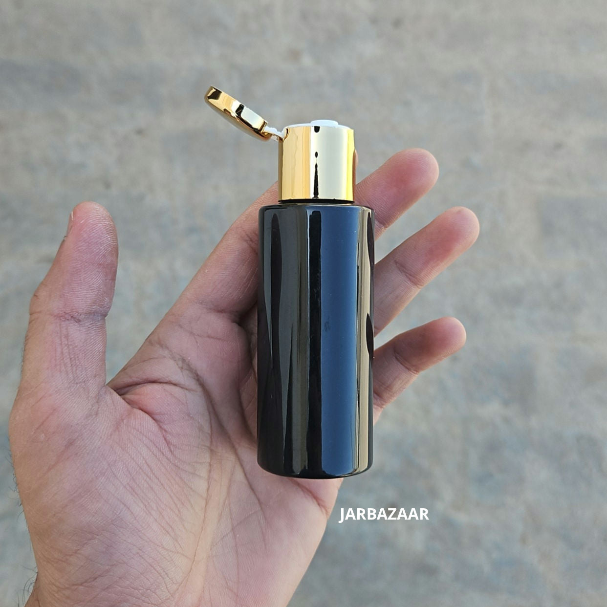 50 ML GLI Black Pet Bottle (With Golden Fliptop Caps)