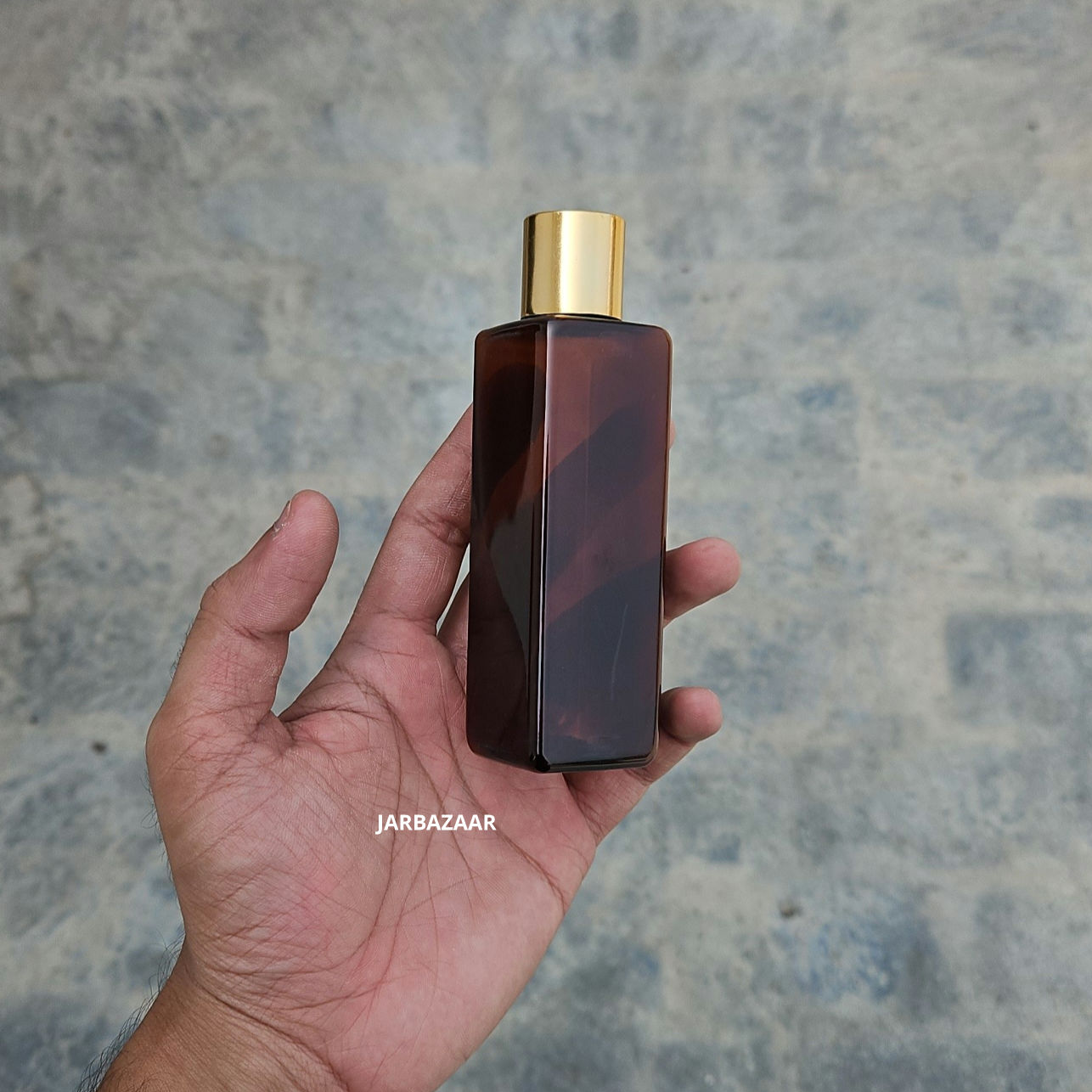 100 ml Square Amber Pet Bottle (Golden Cap)