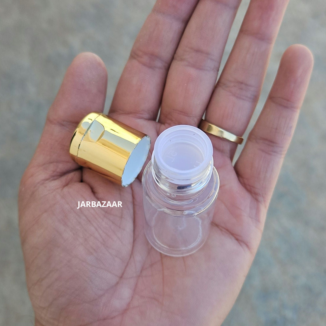 20 ML Transparent Pet Bottle (With Golden Fliptop Caps)
