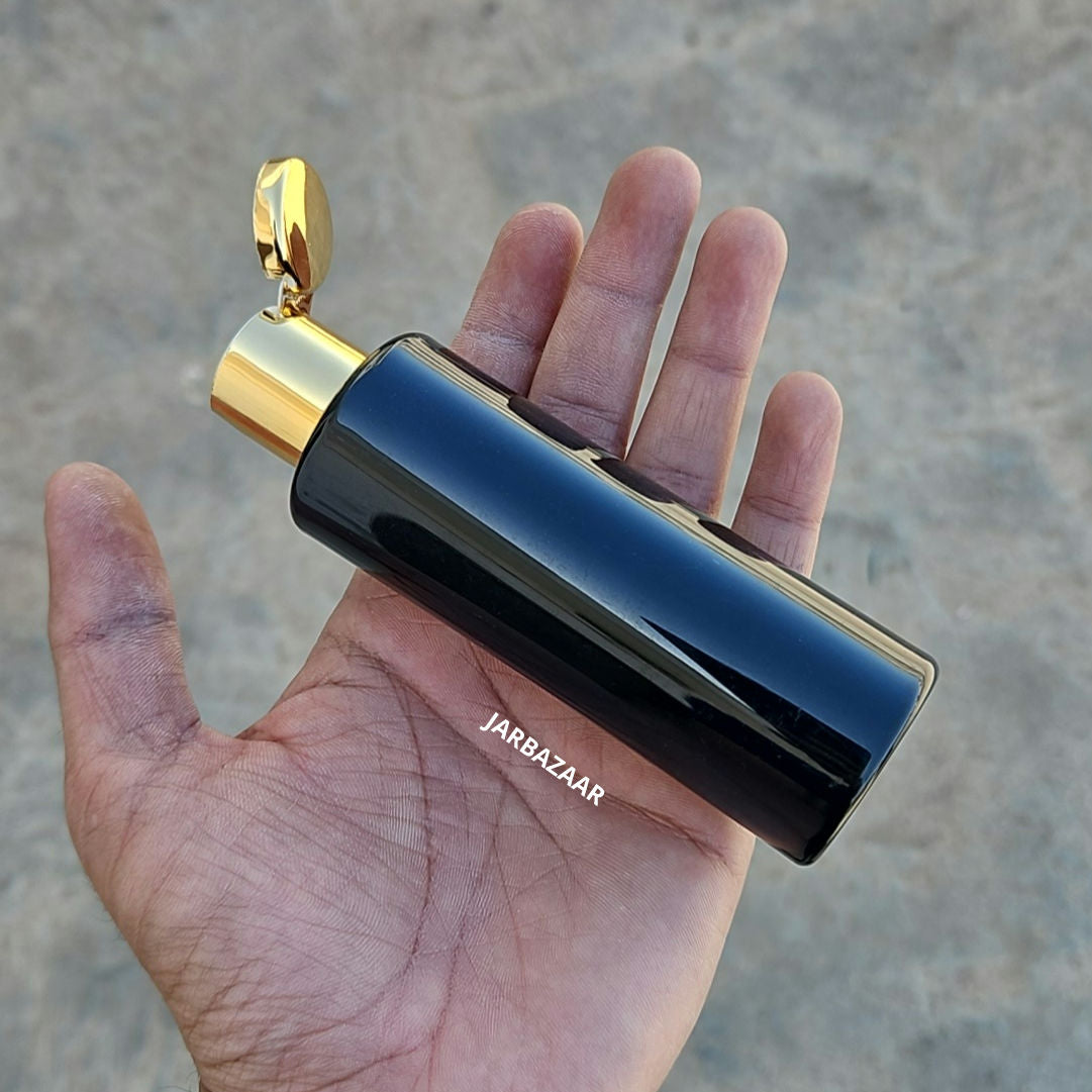 100 ML GLI Black Pet Bottle (With Golden Fliptop Caps)
