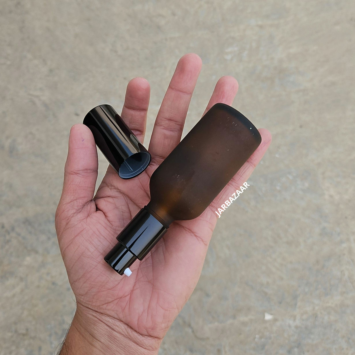 50 ml Amber Frosted Glass bottle (With Premium Black Serum Pumps)