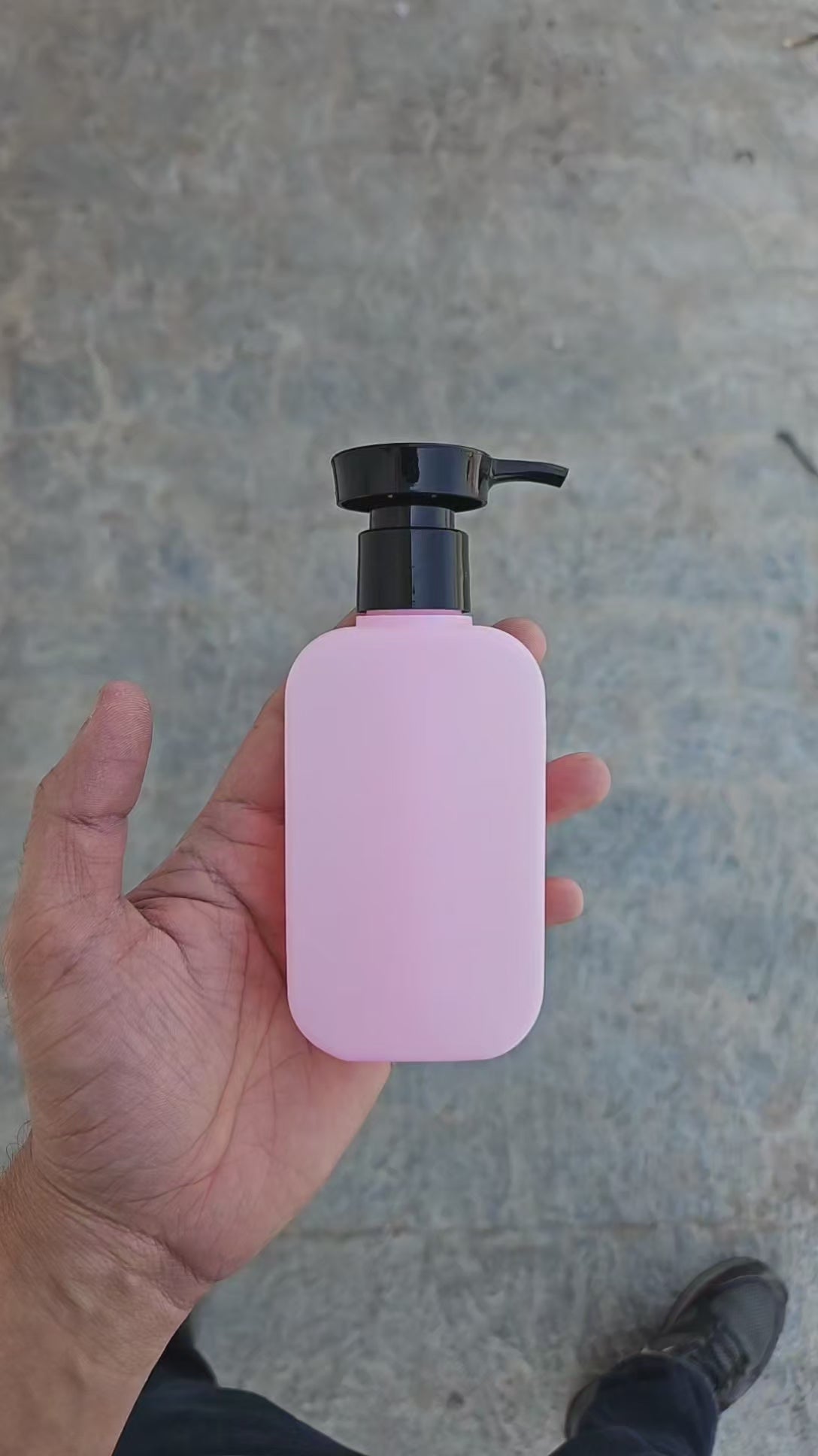 125 ML Flat Pink HDPE Bottle (With Disc Top Dispenser Pump)
