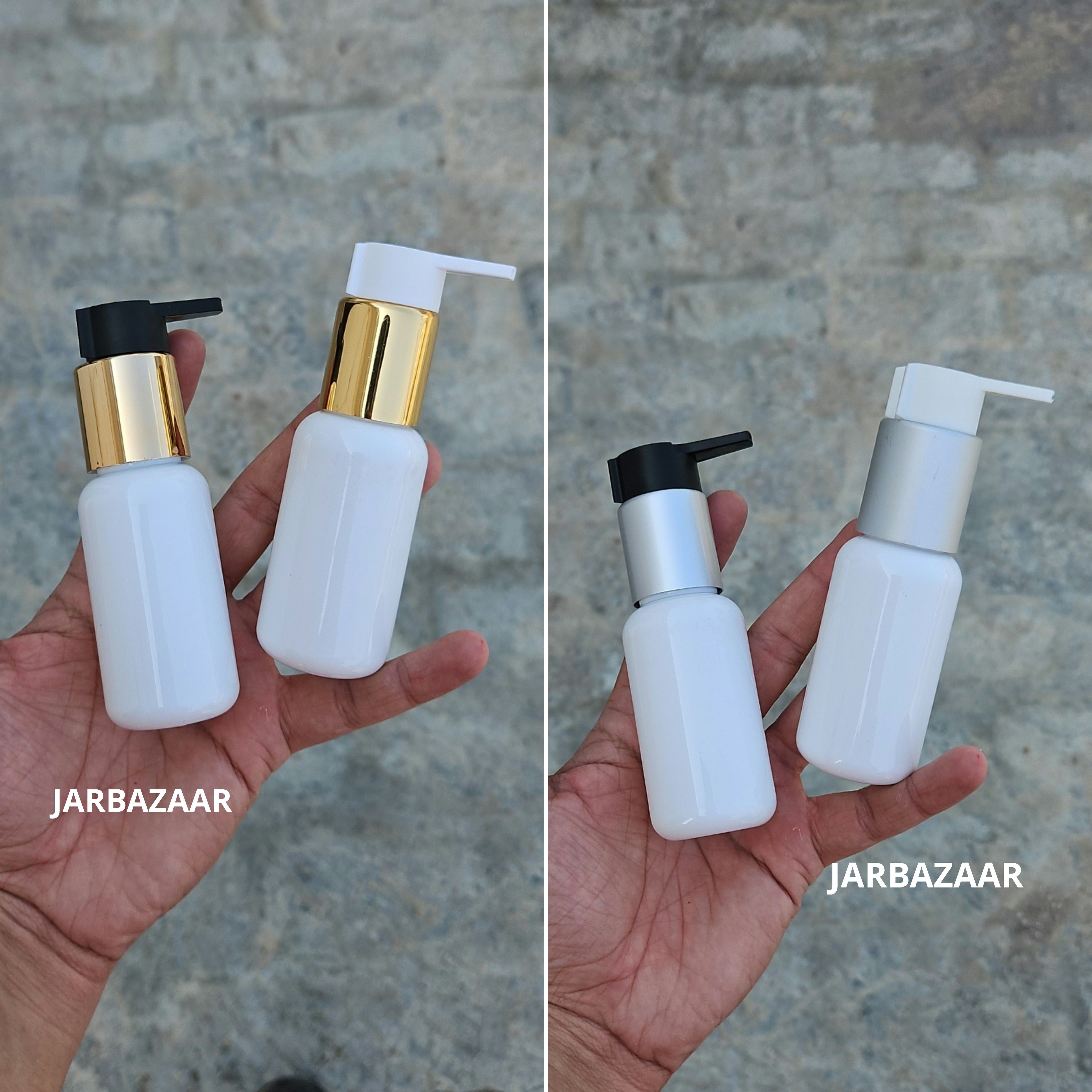 50 Ml Boston White Pet Bottles [ With Fancy Clip Lock Dispenser Pumps ] - all variants