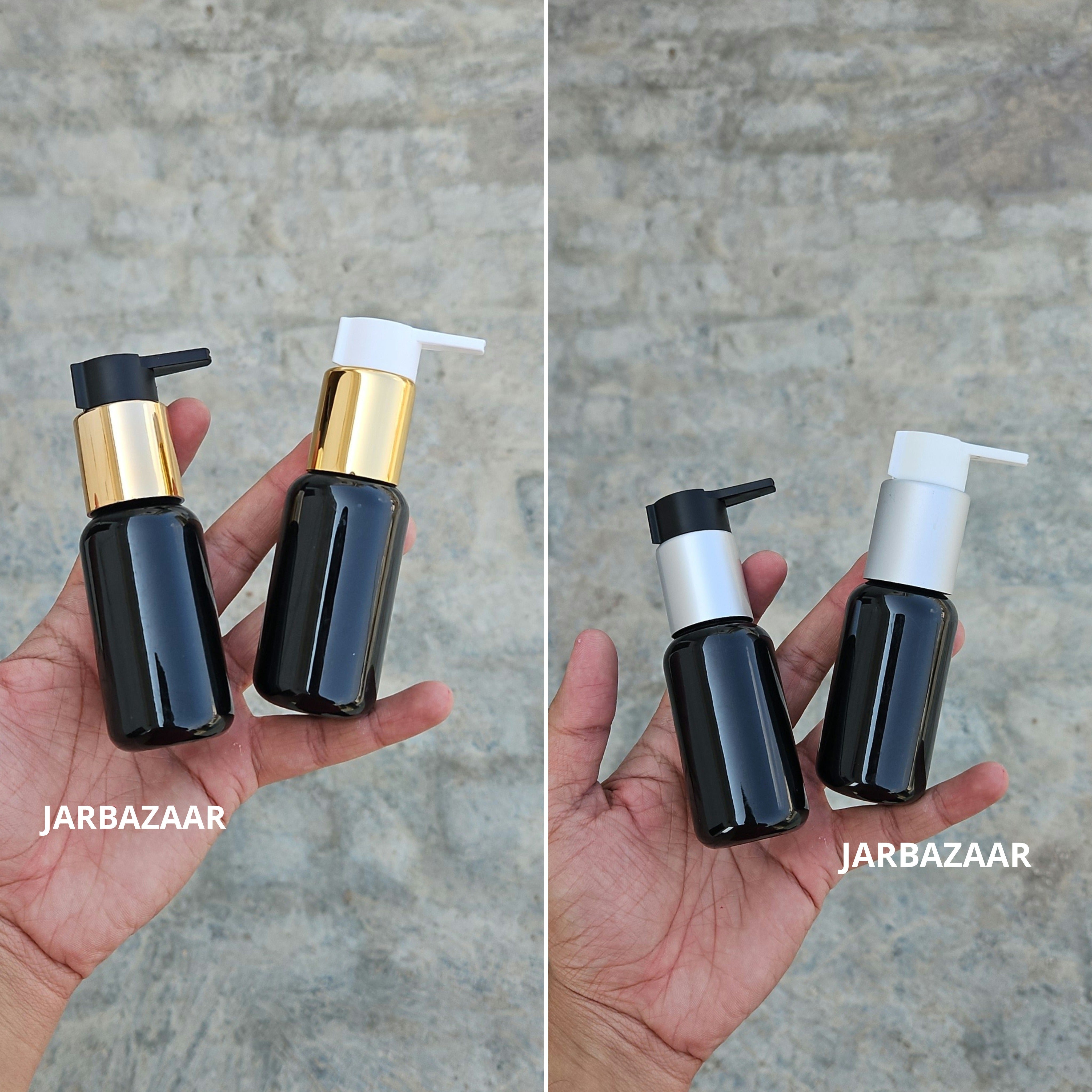 50 Ml Boston Black Pet Bottles [ With Fancy Clip Lock Dispenser Pumps ] - all variants