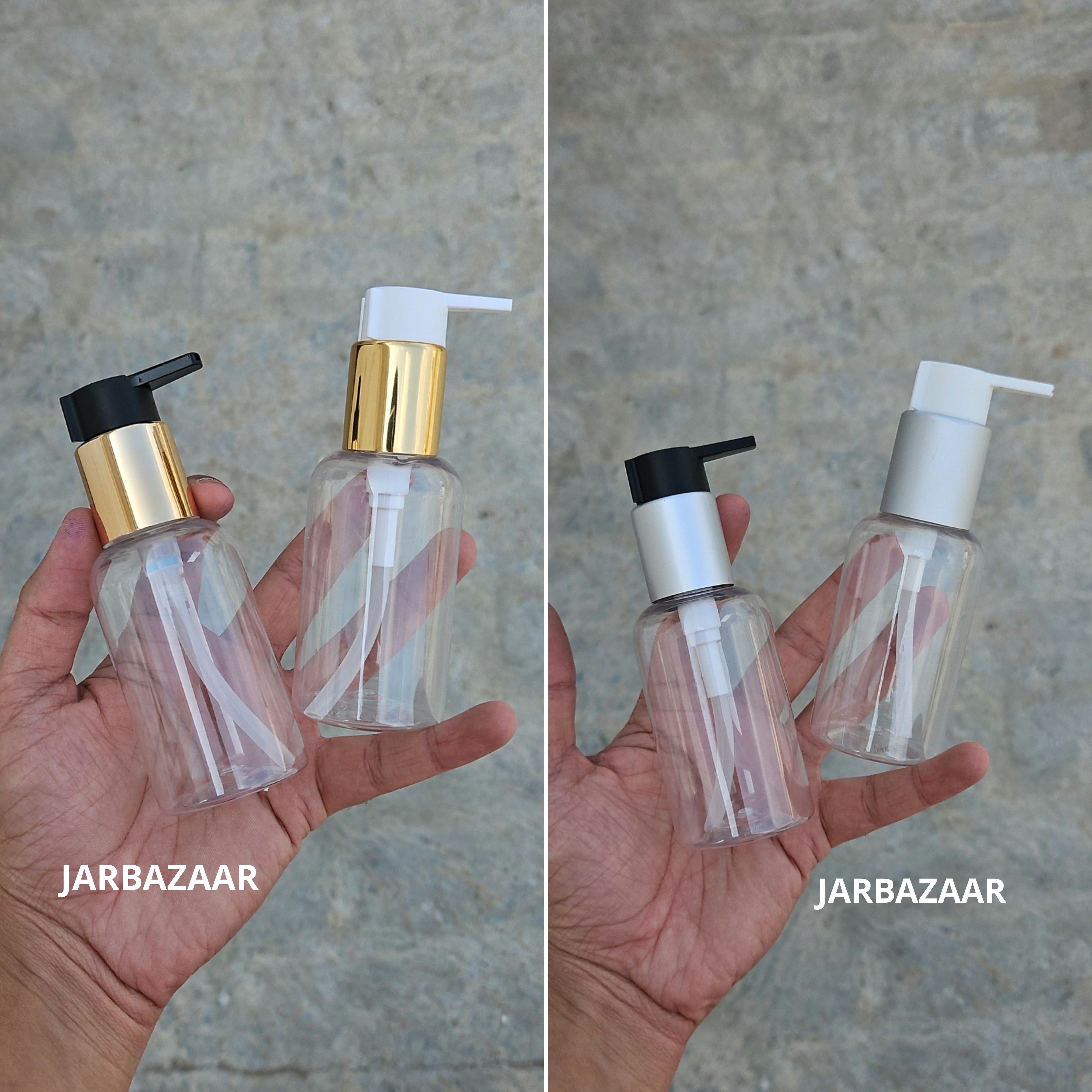 100 Ml Boston Transparent Pet Bottles [ With Fancy Clip Lock Dispenser Pumps ] - all variants