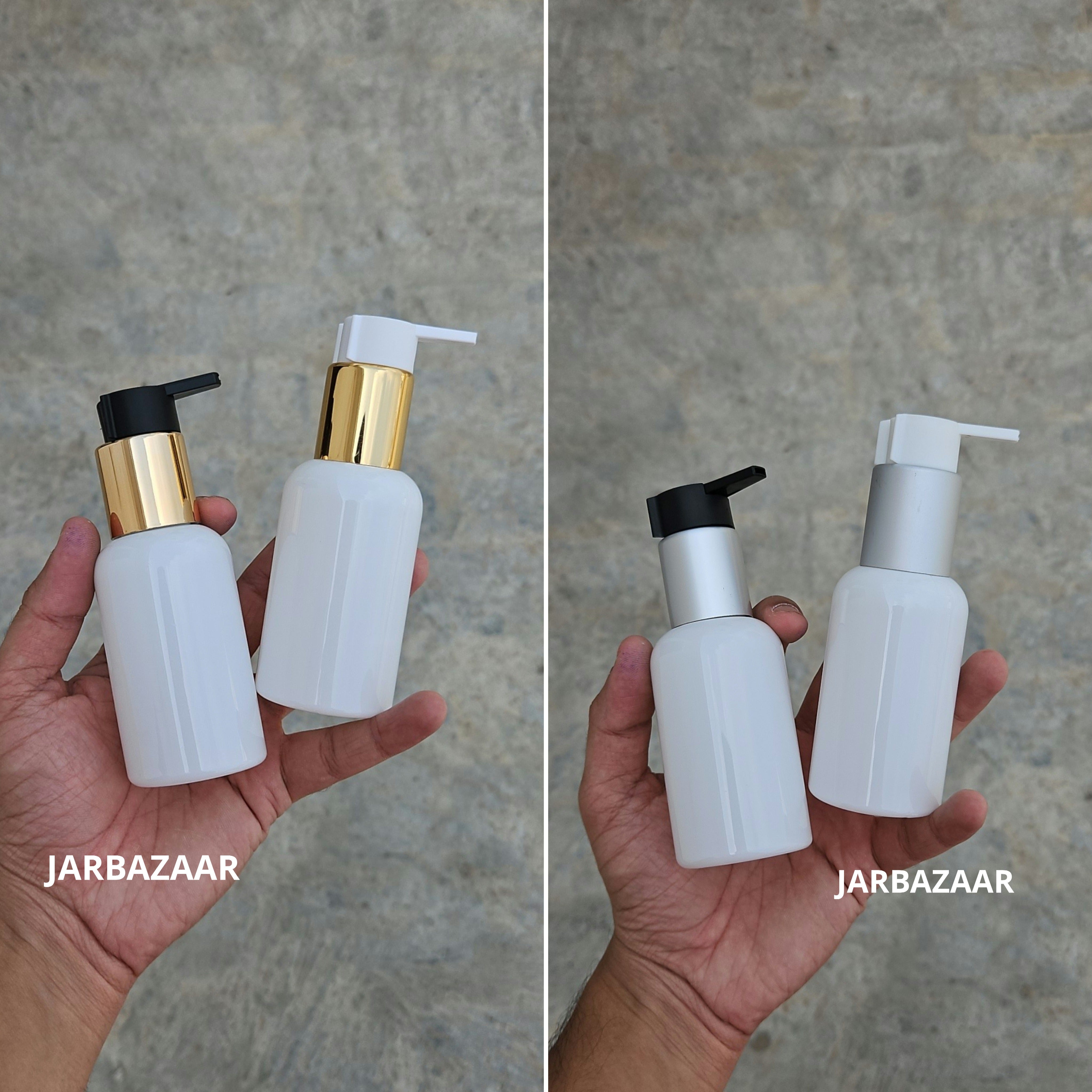 100 Ml Boston White Pet Bottles [ With Fancy Clip Lock Dispenser Pumps ] - all variants