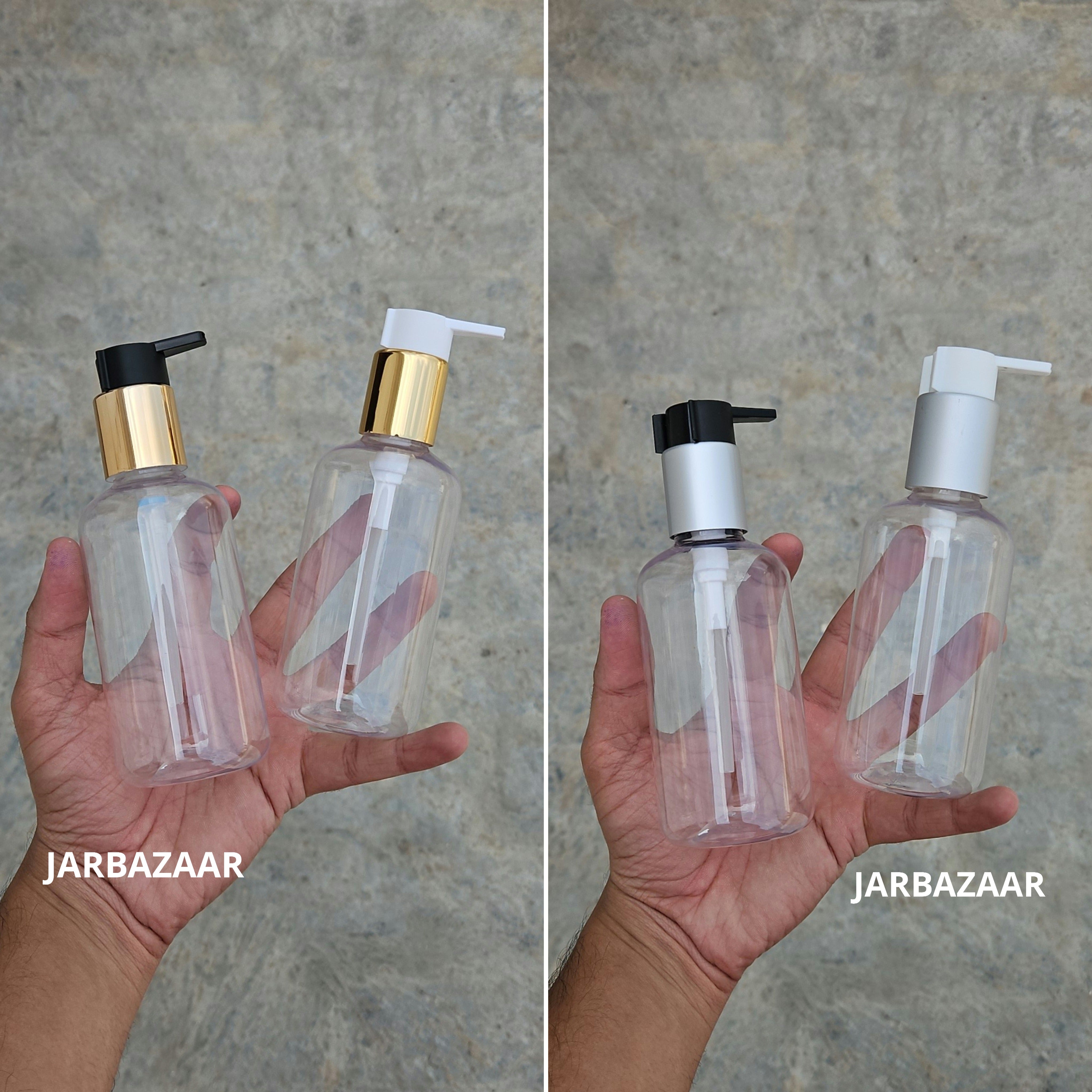 200 Ml Boston Transparent Pet Bottles [ With Fancy Clip Lock Dispenser Pumps ] - all variants