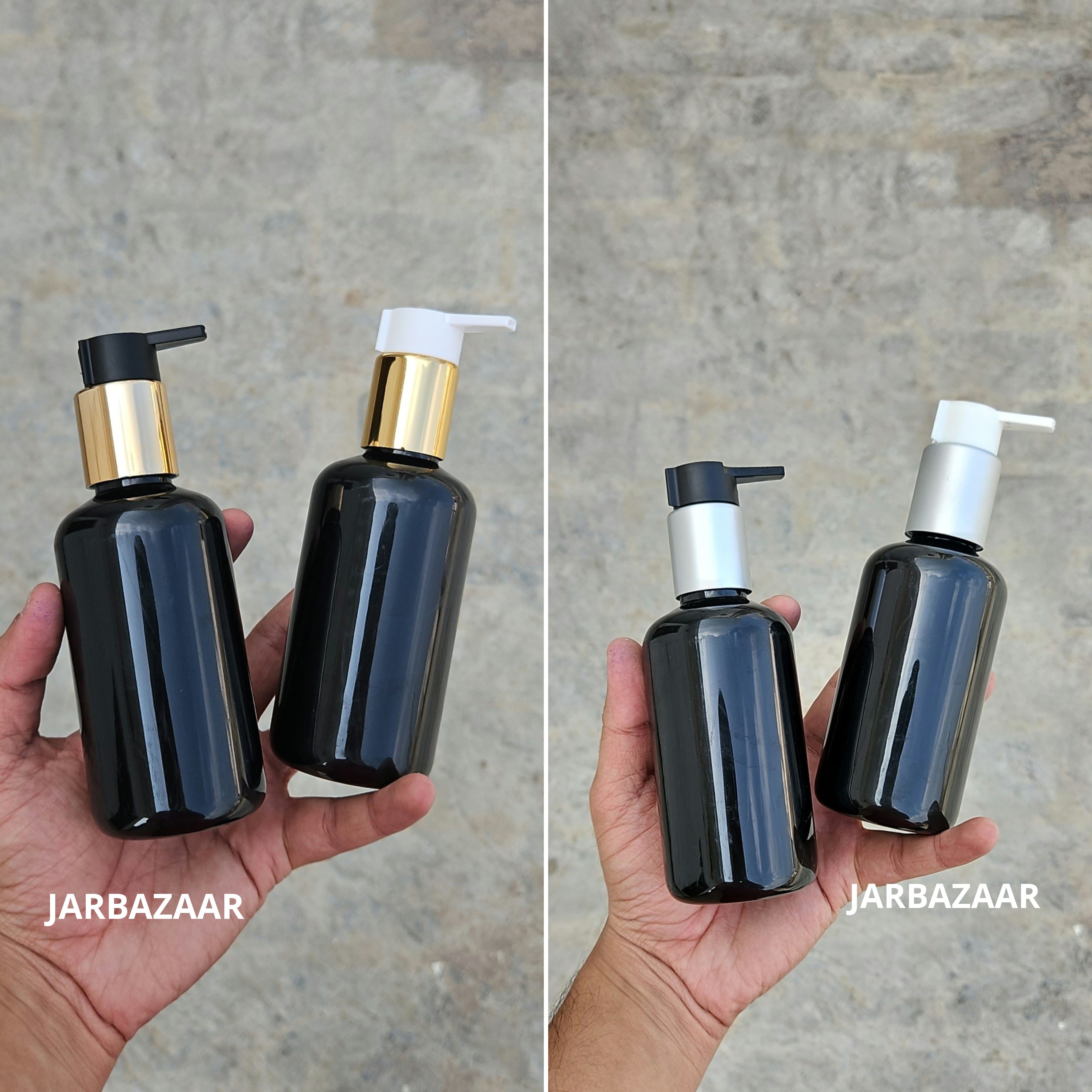 200 Ml Boston Black Pet Bottles [ With Fancy Clip Lock Dispenser Pumps ] - all variants