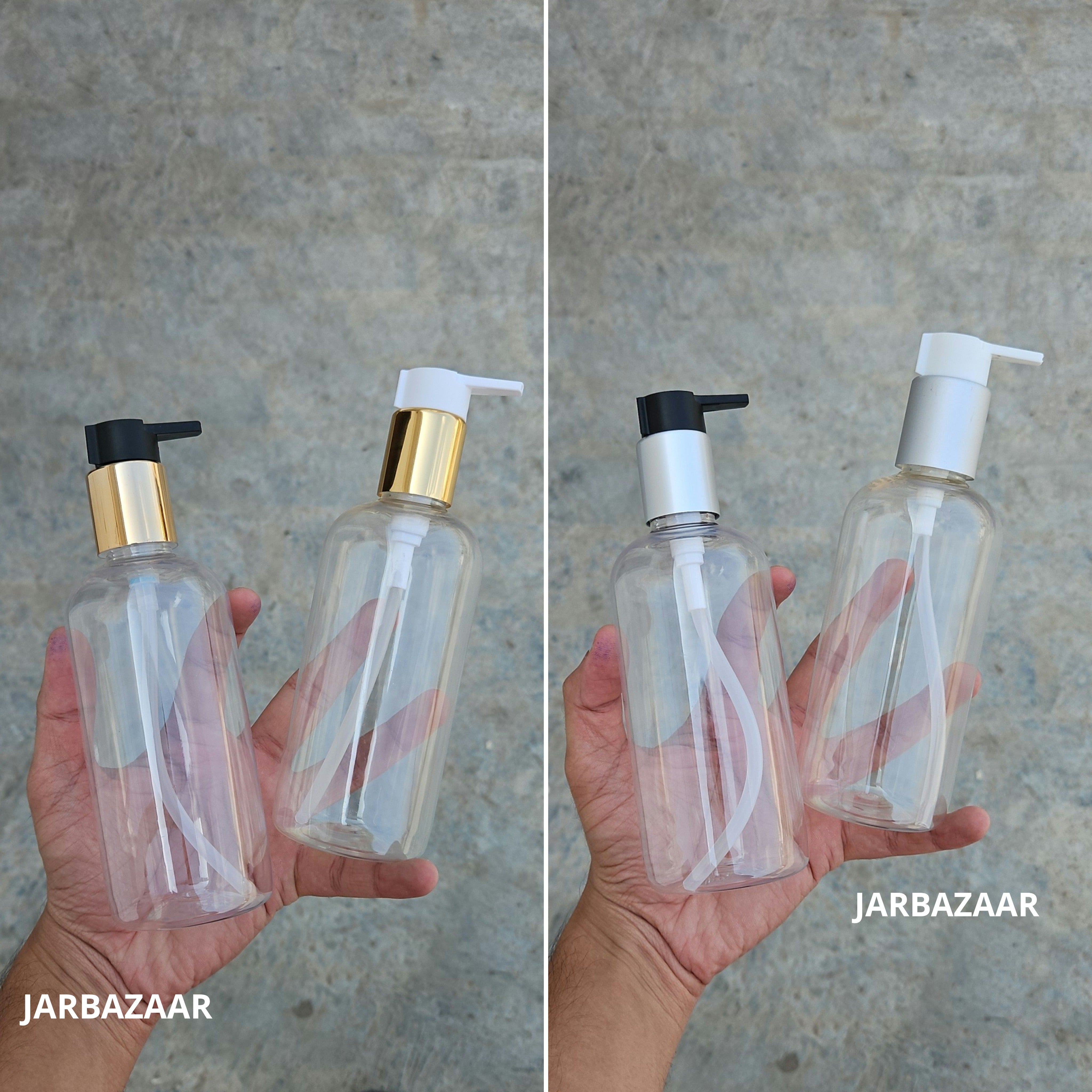 300 Ml Boston Transparent Pet Bottles [ With Fancy Clip Lock Dispenser Pumps ] - all variants