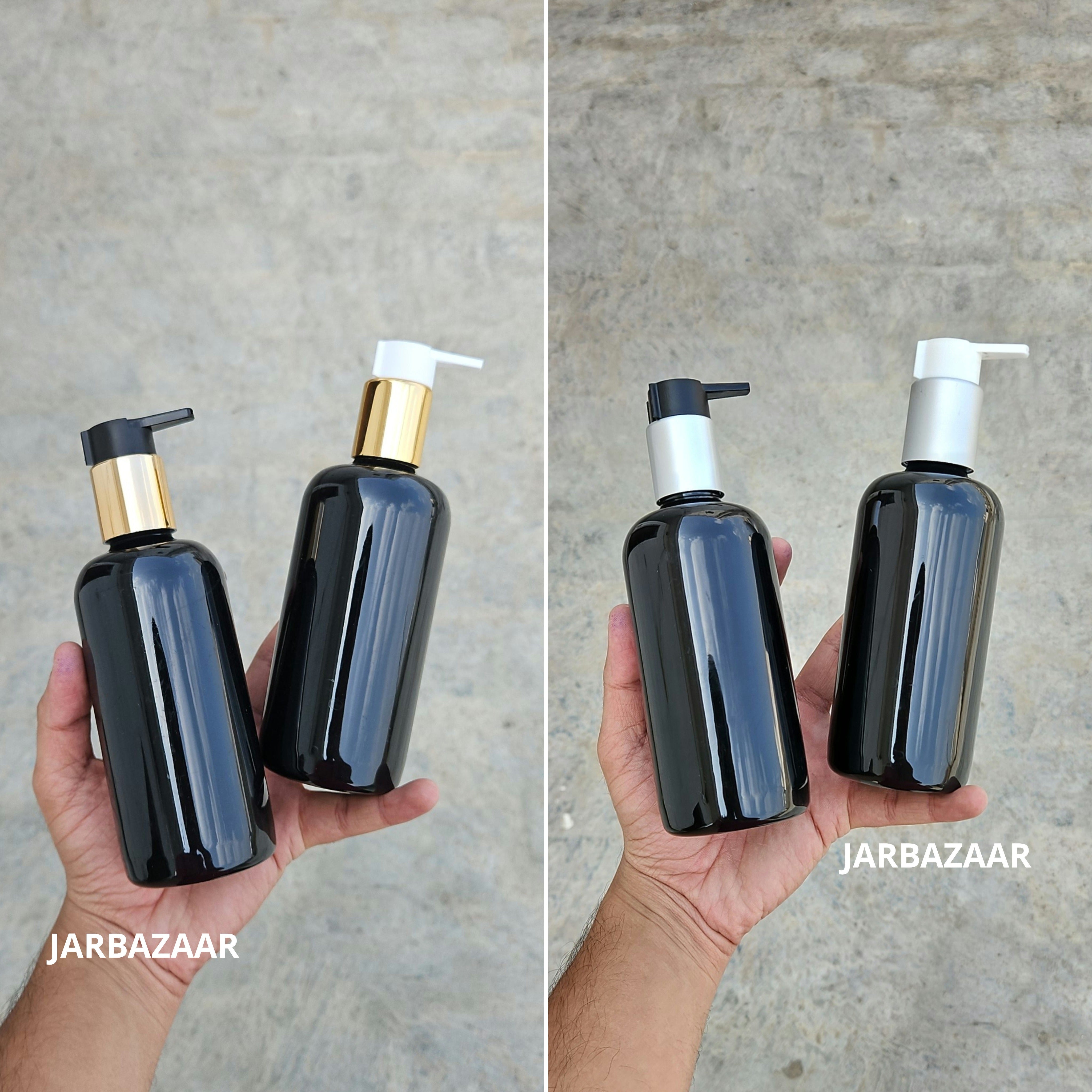 300 Ml Boston Black Pet Bottles [ With Fancy Clip Lock Dispenser Pumps ] - all variants