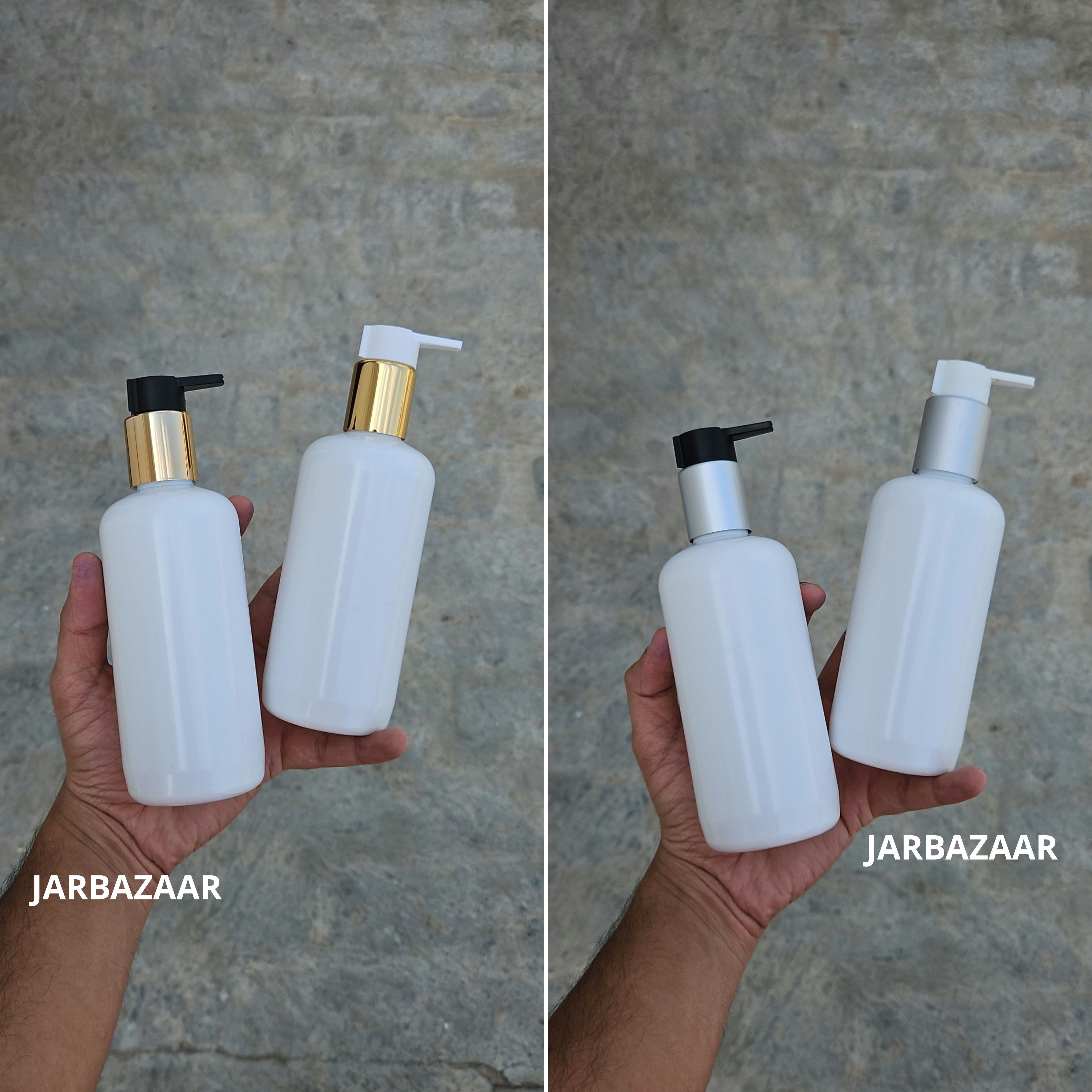 300 Ml Boston White Pet Bottles [ With Fancy Clip Lock Dispenser Pumps ] - all variants