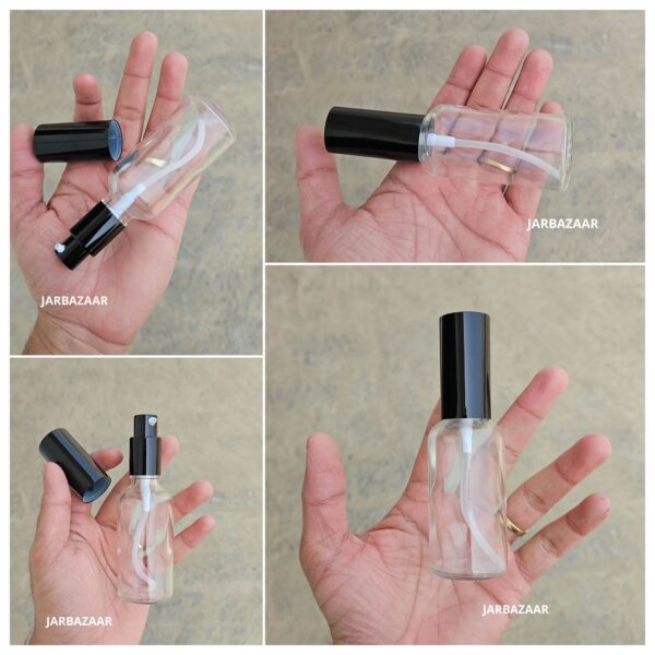 50 ML Clear Glass Bottle (With Premium Black Serum Pumps)