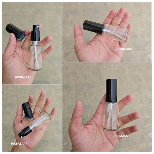 30 ML Clear Glass Bottle (With Premium Black Serum Pumps)