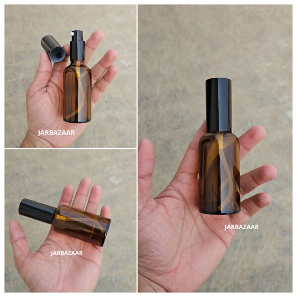 50 ml Amber Glass bottle (With Premium Black Serum Pumps)