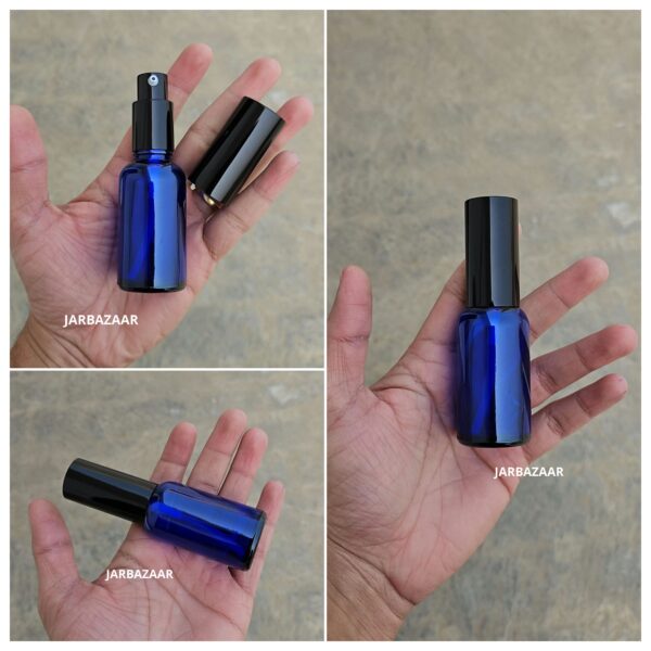 30 ml Blue Glass bottle (With Premium Black Serum Pumps)