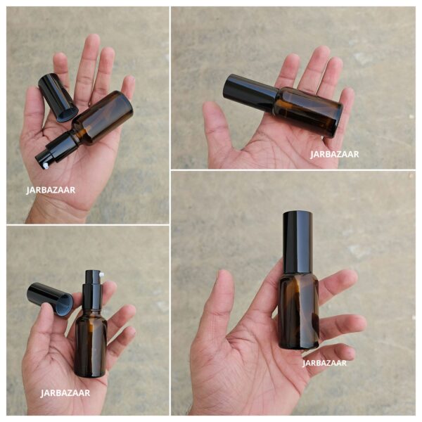 30 ml Amber Glass bottle (With Premium Black Serum Pumps)