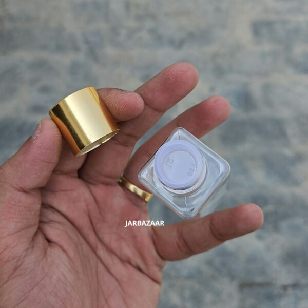 50 ml Square Clear Pet Bottle (Golden Cap) - Image 2