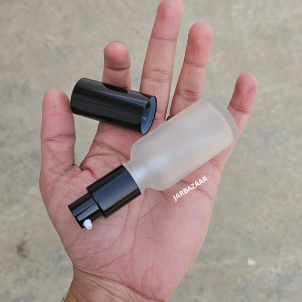 30 ML Clear Frosted Glass Bottle (With Premium Black Serum Pumps) - Image 2