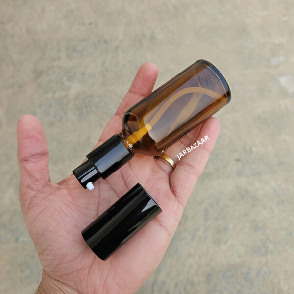 50 ml Amber Glass bottle (With Premium Black Serum Pumps) - Image 5