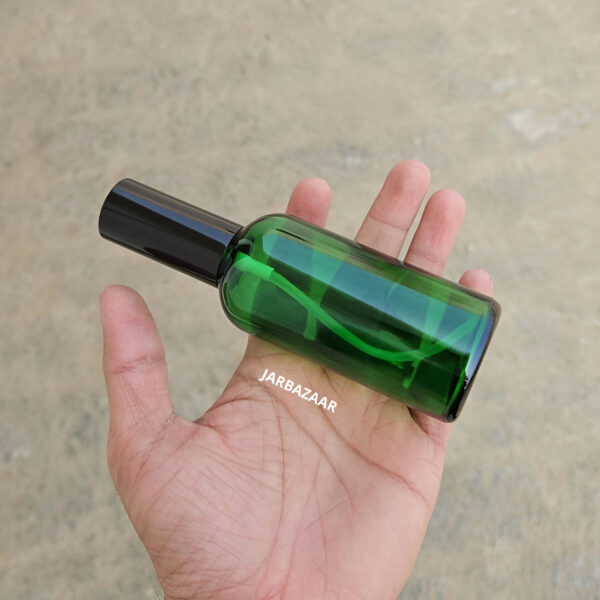 100 ml Green Glass bottle (With Premium Black Serum Pumps) - Image 4