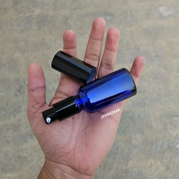 30 ml Blue Glass bottle (With Premium Black Serum Pumps) - Image 4