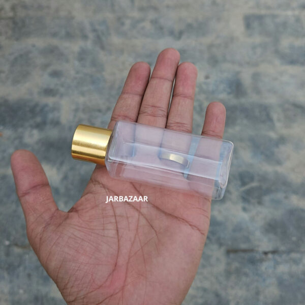 50 ml Square Clear Pet Bottle (Golden Cap) - Image 5