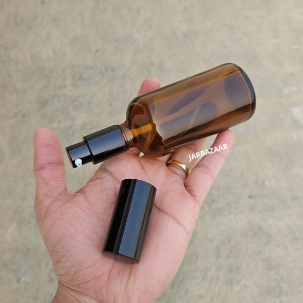 100 ml Amber Glass bottle (With Premium Black Serum Pumps) - Image 5