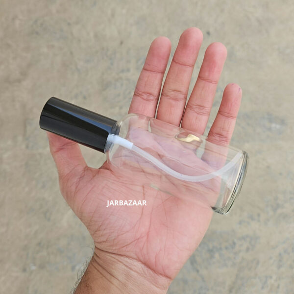 100 ML Clear Glass Bottle (With Premium Black Serum Pumps) - Image 2