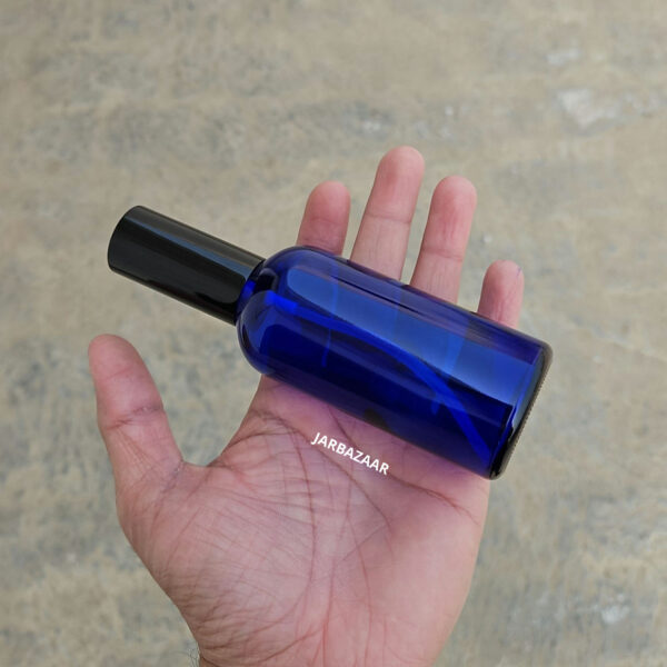 100 ml Blue Glass bottle (With Premium Black Serum Pumps) - Image 2