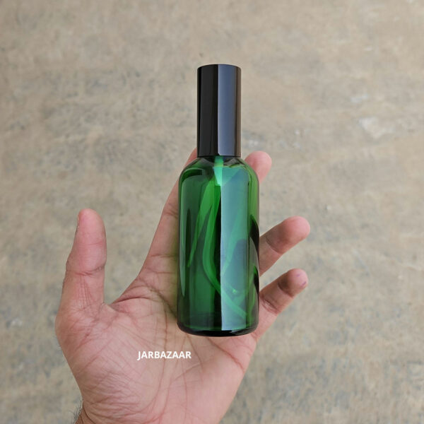 100 ml Green Glass bottle (With Premium Black Serum Pumps) - Image 2