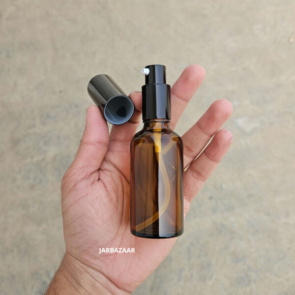 50 ml Amber Glass bottle (With Premium Black Serum Pumps) - Image 2